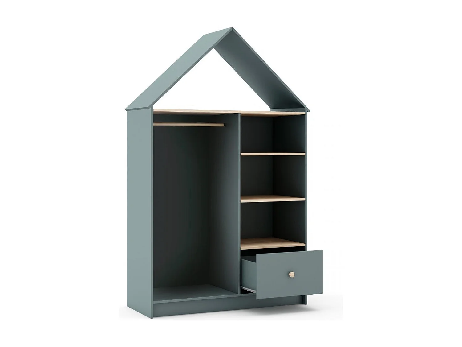 Armario vestidor juvenil Misty Cloud Verde Salvia - Oak Soft