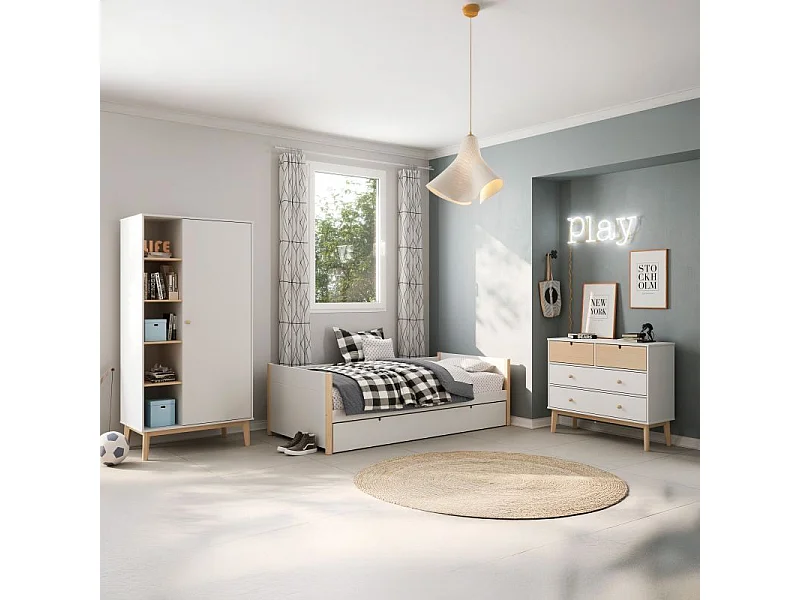 Armario juvenil Misty Breeze Blanco - Oak Soft