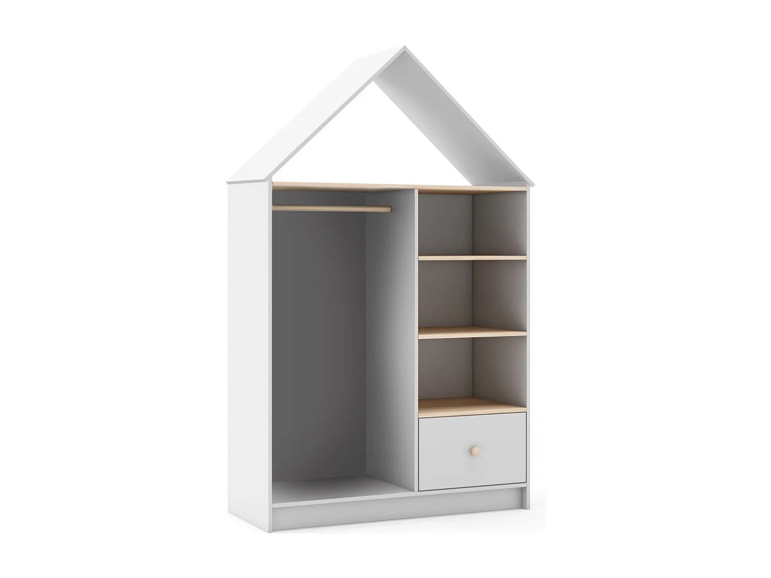 Roupeiro para jovens Misty Cloud Blanco mate - Oak