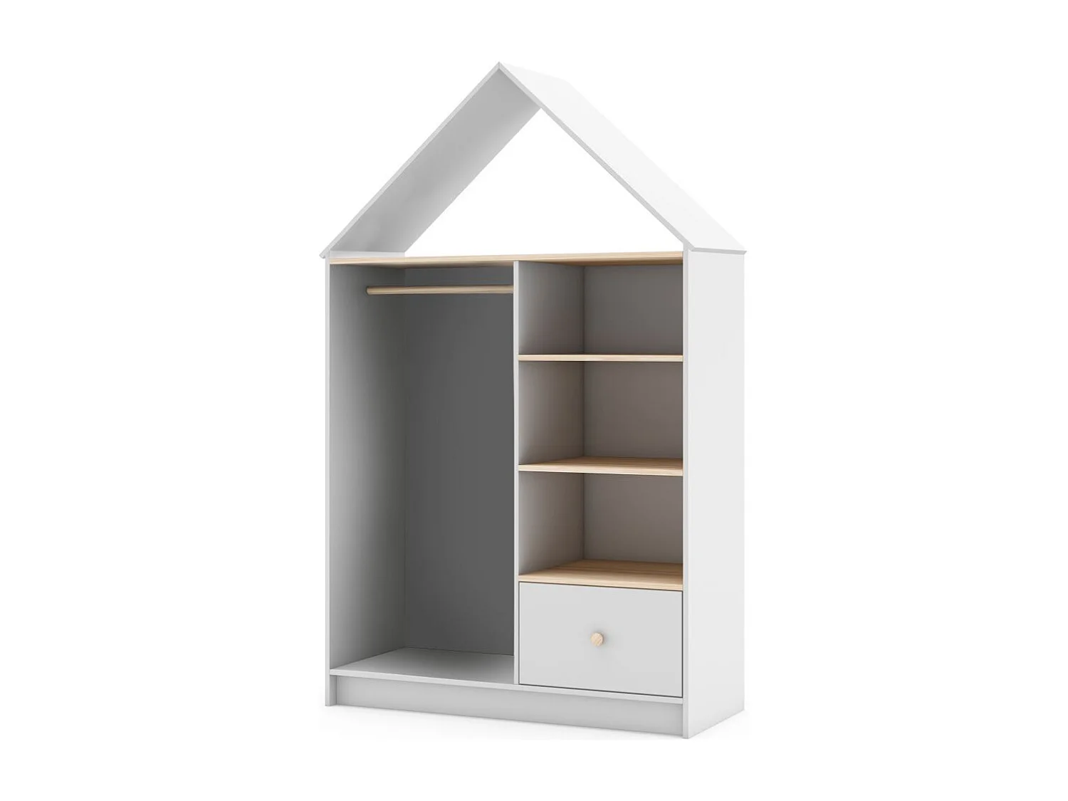 Roupeiro para jovens Misty Cloud Blanco mate - Oak