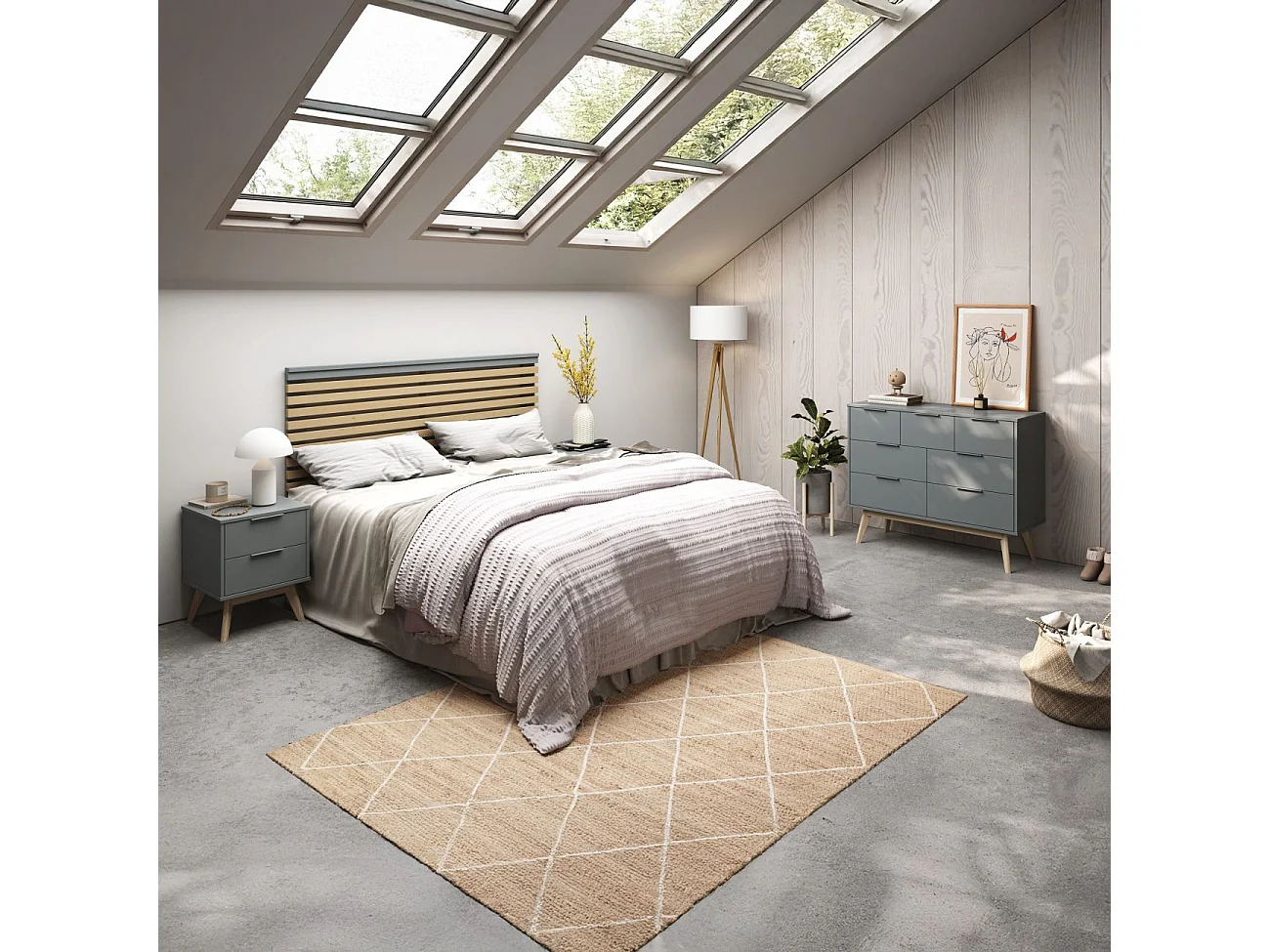 Cabeceira Misty Verde Salvia - Oak Soft