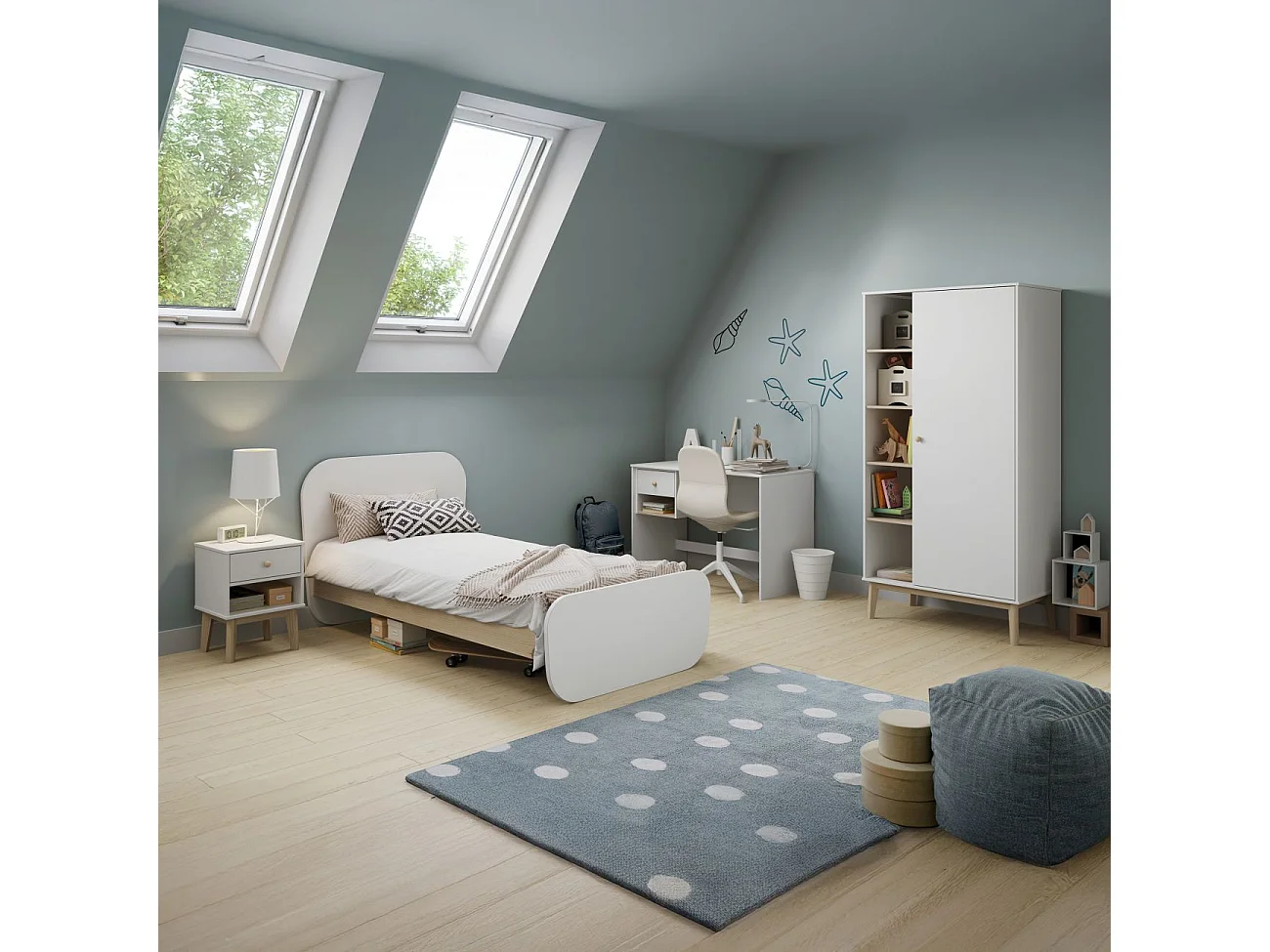 Mesa de escritorio Misty Breeze Blanco - Oak Soft