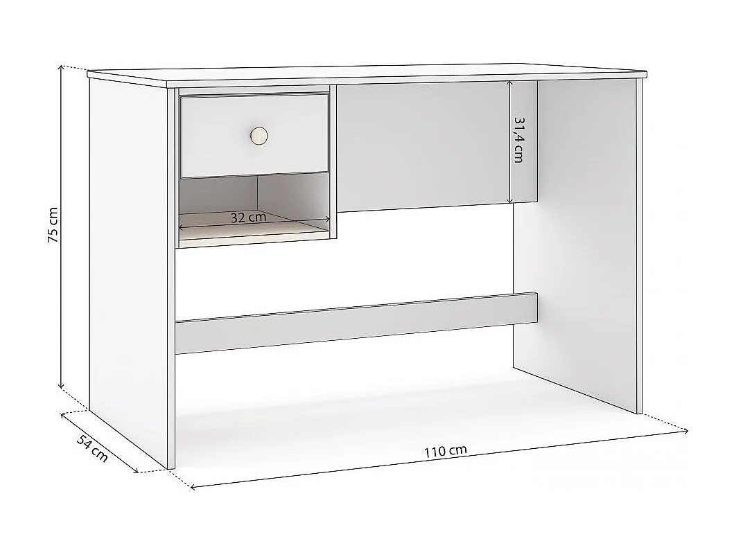 Mesa de escritorio Misty Breeze Blanco - Oak Soft