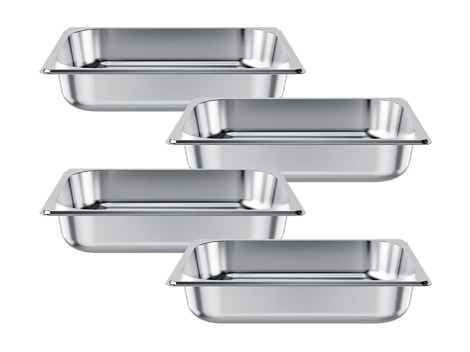 Gastronorm Bak SucceBuy GN 1/2, Bewaarbak voor Horeca van RVS 4STs 3,8 L, Voedselveilige RVS Bak Diepte 6,4 cm, Anti-aanbak