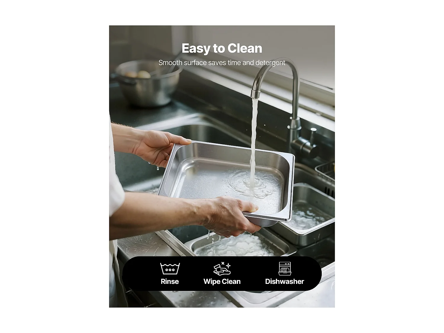 Gastronorm Bak SucceBuy GN 1/2, Bewaarbak voor Horeca van RVS 4STs 3,8 L, Voedselveilige RVS Bak Diepte 6,4 cm, Anti-aanbak