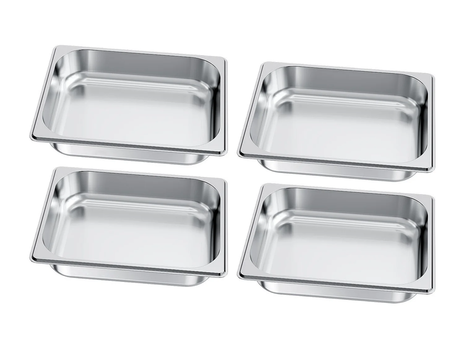 Gastronorm Bak SucceBuy GN 1/2, Bewaarbak voor Horeca van RVS 4STs 3,8 L, Voedselveilige RVS Bak Diepte 6,4 cm, Anti-aanbak