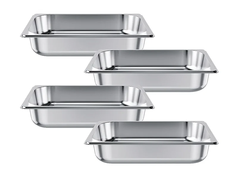 Gastronorm Bak SucceBuy GN 1/2, Bewaarbak voor Horeca van RVS 4STs 3,8 L, Voedselveilige RVS Bak Diepte 6,4 cm, Anti-aanbak