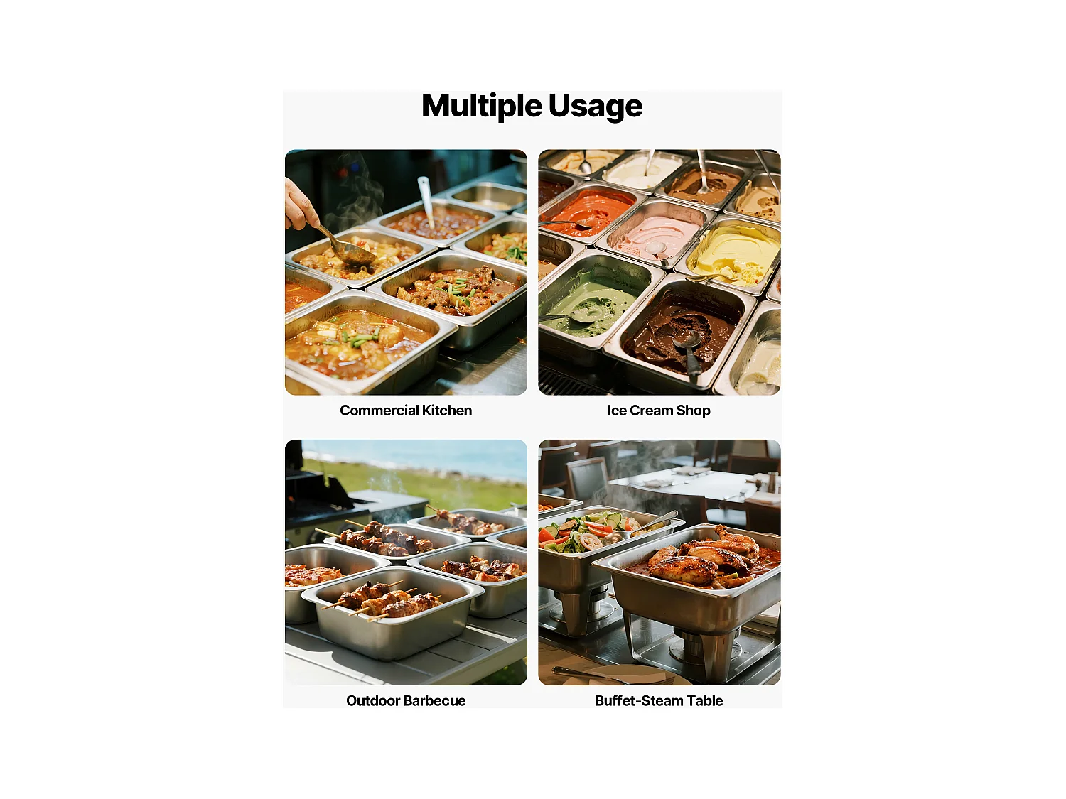 Contenitore Gastronorm SucceBuy GN 1/2, Recipiente per Ristorazione in Acciaio Inossidabile 6PCs 6 L, Contenitore Inox Alimentare Profondità 9,9 cm, Antiaderente