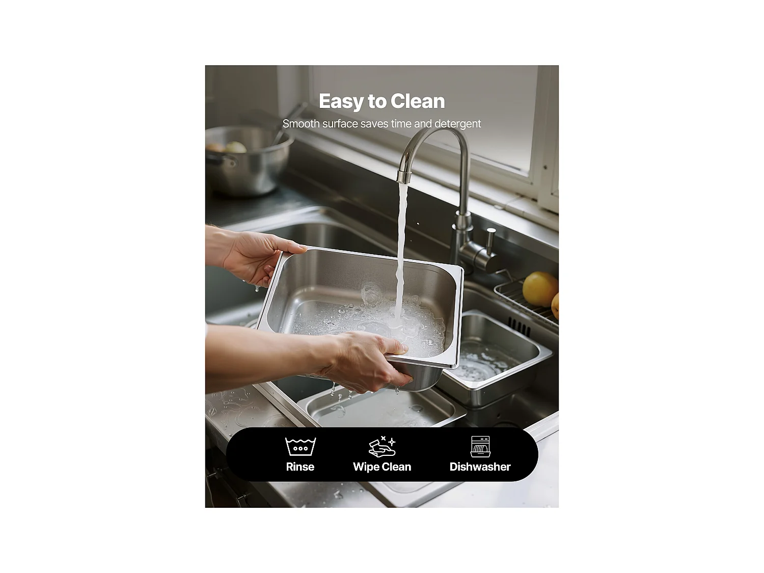 Contenitore Gastronorm SucceBuy GN 1/2, Recipiente per Ristorazione in Acciaio Inossidabile 6PCs 6 L, Contenitore Inox Alimentare Profondità 9,9 cm, Antiaderente