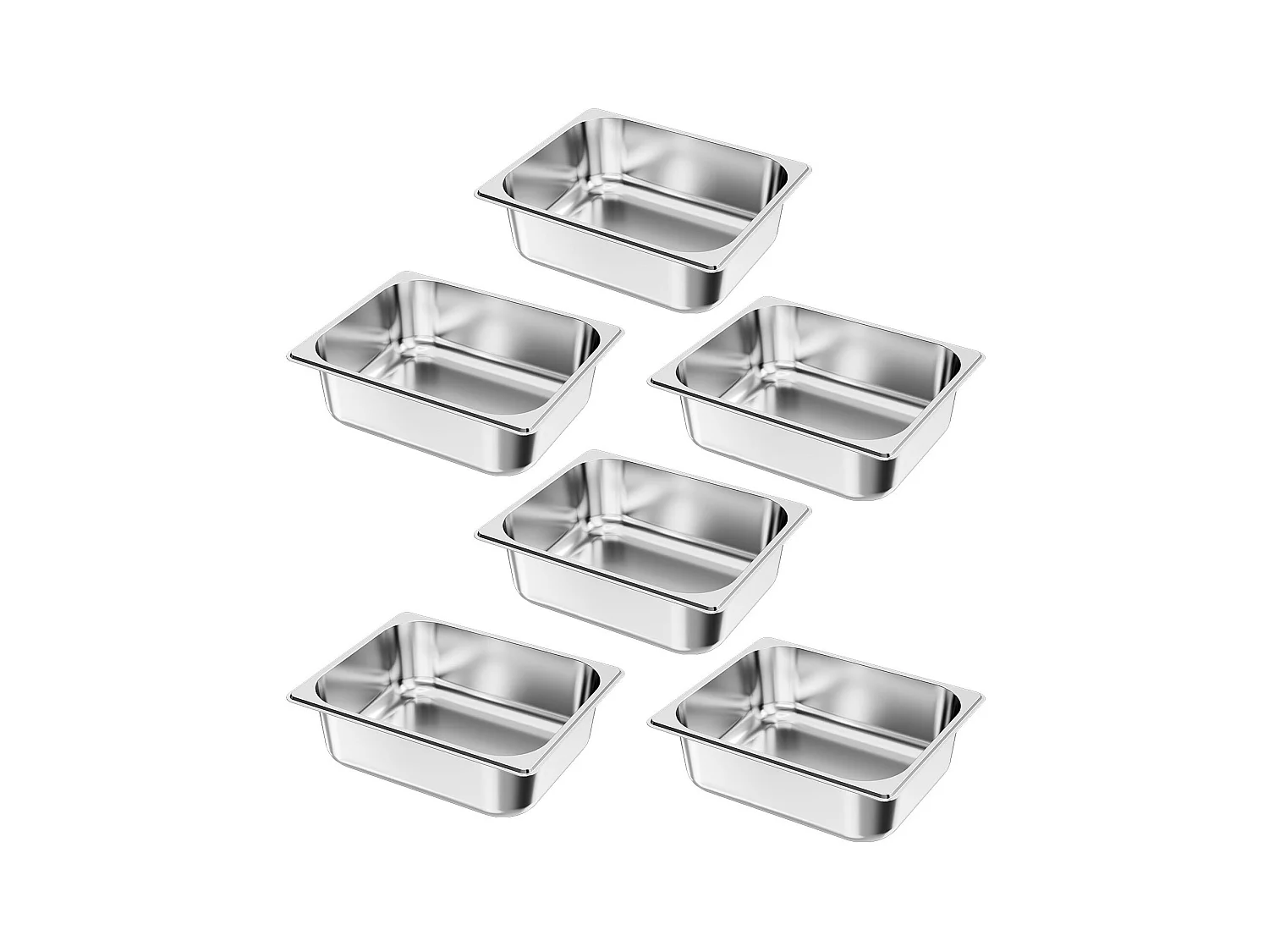 Contenitore Gastronorm SucceBuy GN 1/2, Recipiente per Ristorazione in Acciaio Inossidabile 6PCs 6 L, Contenitore Inox Alimentare Profondità 9,9 cm, Antiaderente