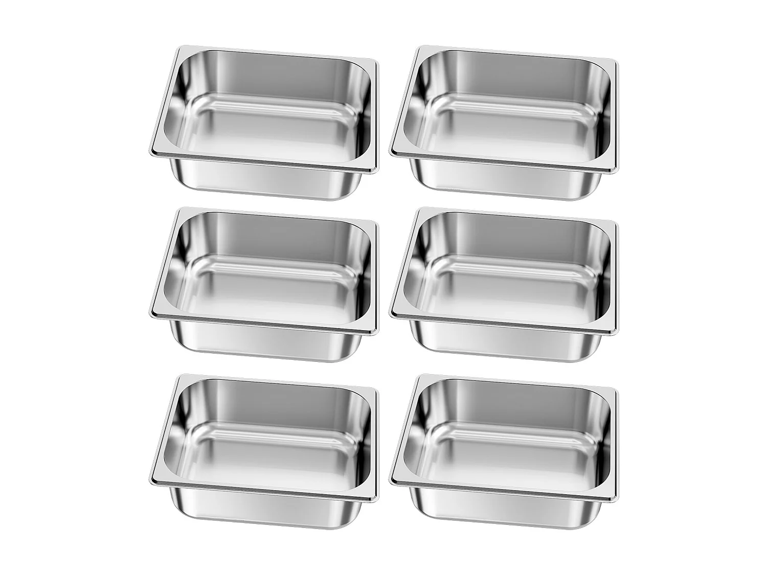 Bac Gastronorme SucceBuy GN 1/2, Récipient de Restauration en Acier Inoxydable 6PCs 6 L, Bac Inox Alimentaire Profondeur 9,9 cm, Anti-adhérent