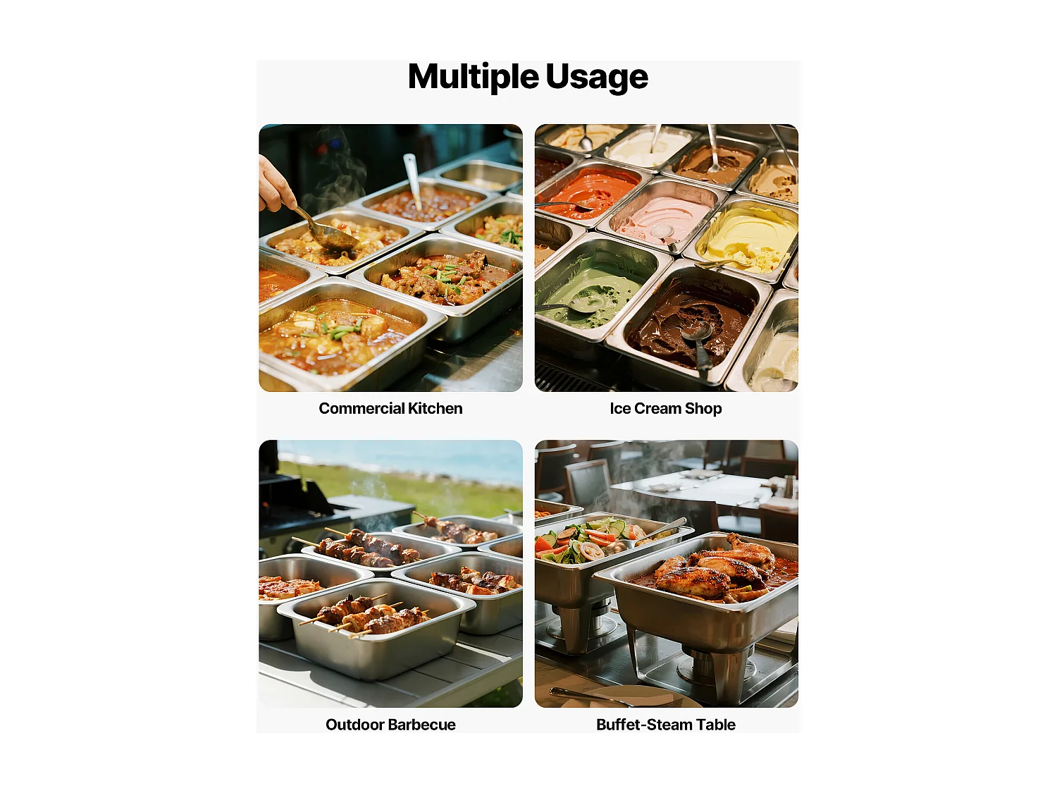 Bac Gastronorme SucceBuy GN 1/2, Récipient de Restauration en Acier Inoxydable 6PCs 6 L, Bac Inox Alimentaire Profondeur 9,9 cm, Anti-adhérent