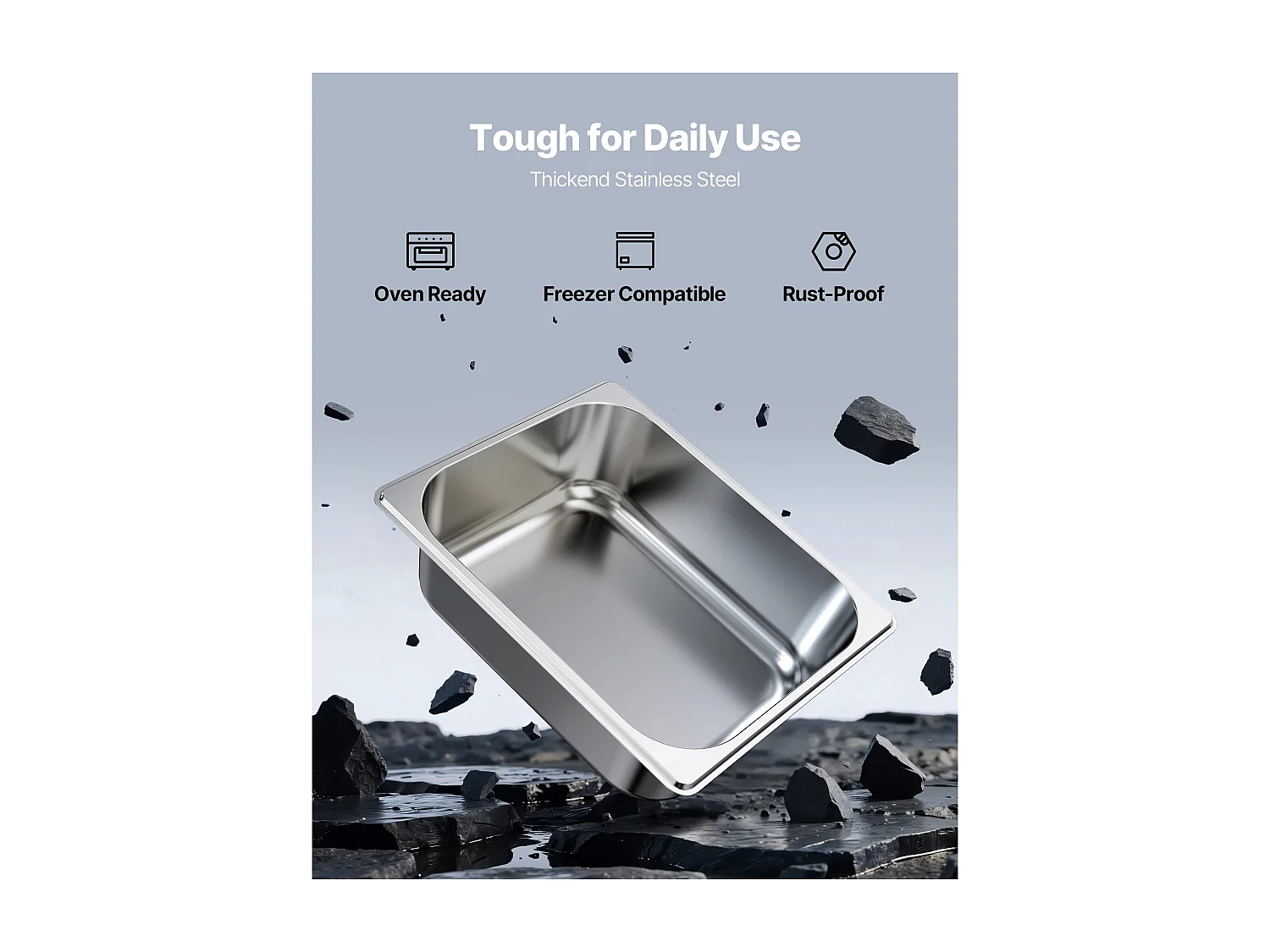 Bac Gastronorme SucceBuy GN 1/2, Récipient de Restauration en Acier Inoxydable 6PCs 6 L, Bac Inox Alimentaire Profondeur 9,9 cm, Anti-adhérent