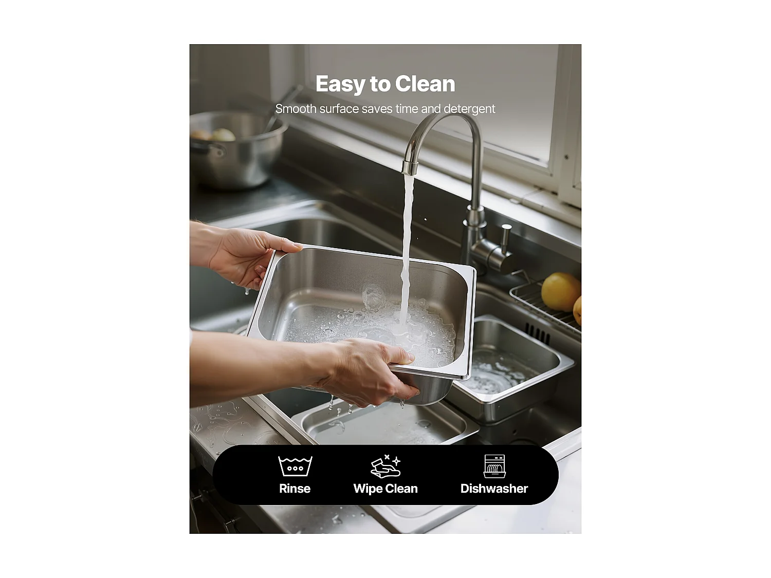 Bac Gastronorme SucceBuy GN 1/2, Récipient de Restauration en Acier Inoxydable 6PCs 6 L, Bac Inox Alimentaire Profondeur 9,9 cm, Anti-adhérent