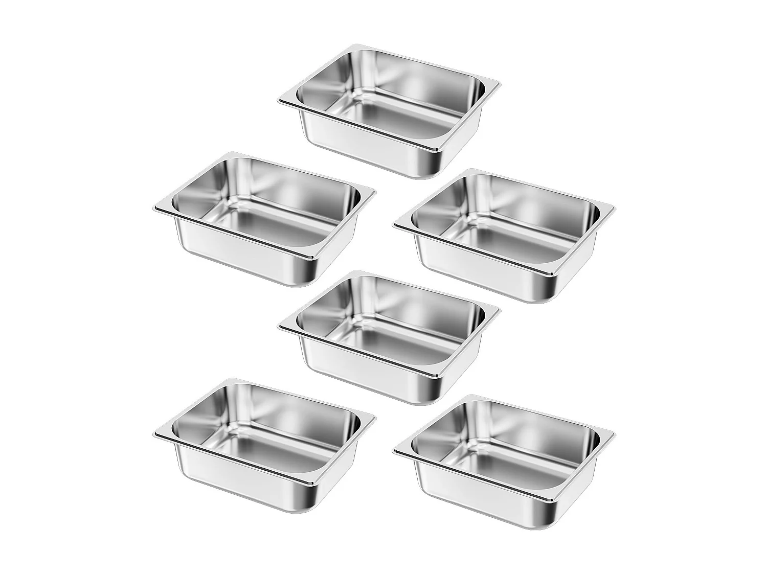 Bac Gastronorme SucceBuy GN 1/2, Récipient de Restauration en Acier Inoxydable 6PCs 6 L, Bac Inox Alimentaire Profondeur 9,9 cm, Anti-adhérent