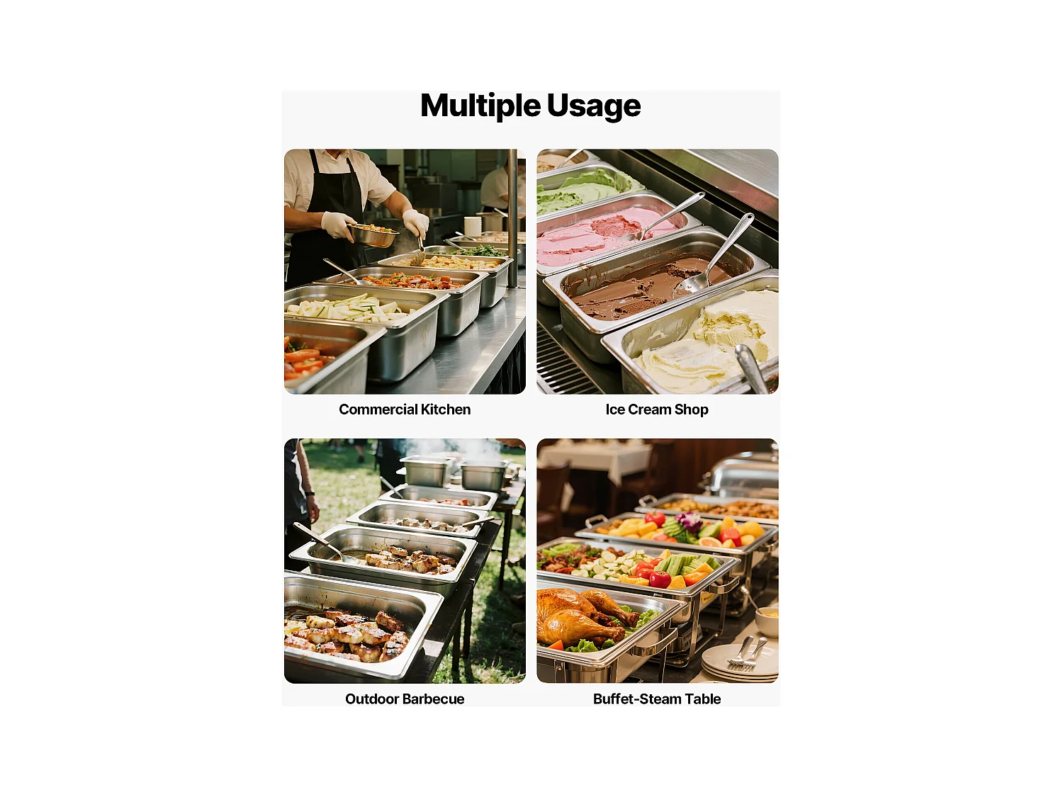 Bac Gastronorme SucceBuy 20,5 L, Récipient de Restauration en Acier Inoxydable, Bac Inox Alimentaire Profondeur 14,6 cm, Anti-adhérent et Antirouille