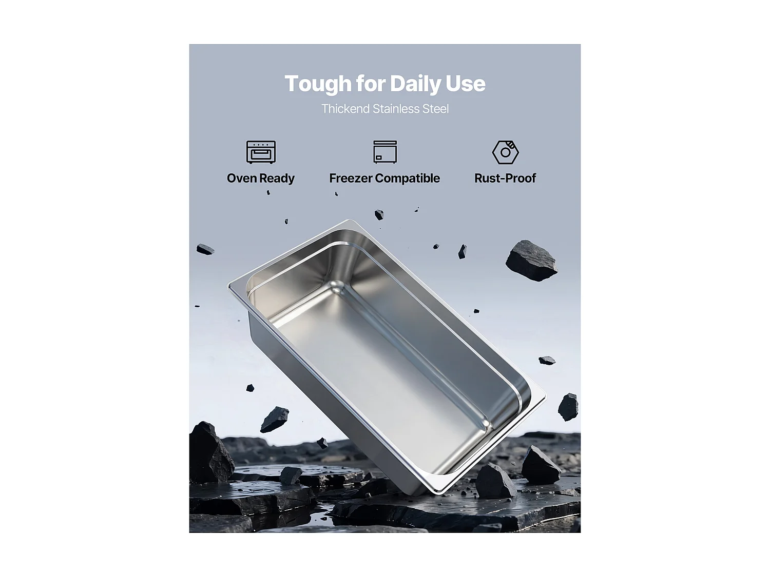 Gastronorm Bak SucceBuy 20,5 L, Bewaarbak voor Horeca van RVS, Voedselveilige RVS Bak Diepte 14,6 cm, Anti-aanbak en Roestvrij