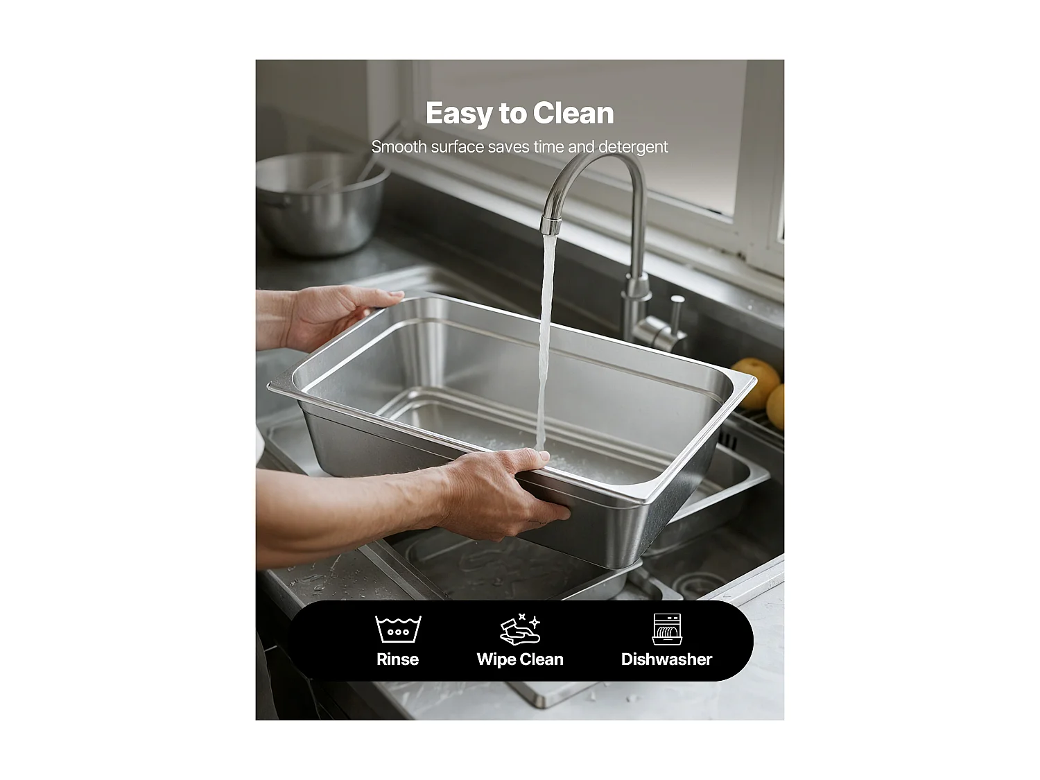 Gastronorm Bak SucceBuy 20,5 L, Bewaarbak voor Horeca van RVS, Voedselveilige RVS Bak Diepte 14,6 cm, Anti-aanbak en Roestvrij