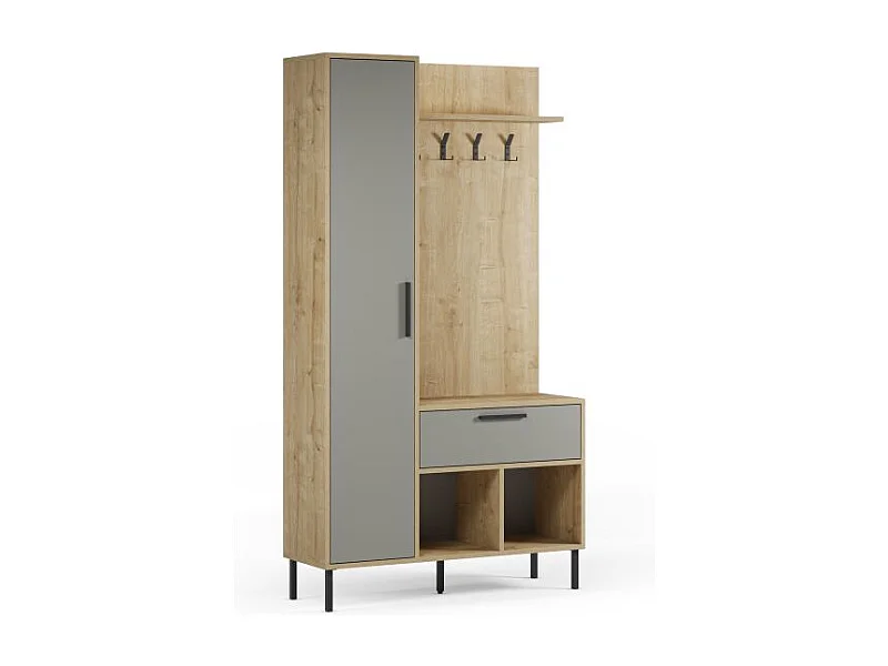 Mueble recibidor con perchero Vesta Roble Verde Gray