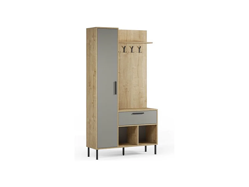 Mueble recibidor con perchero Vesta Roble Verde Gray