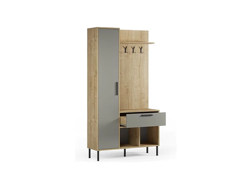 Mueble recibidor con perchero Vesta Roble Verde Gray