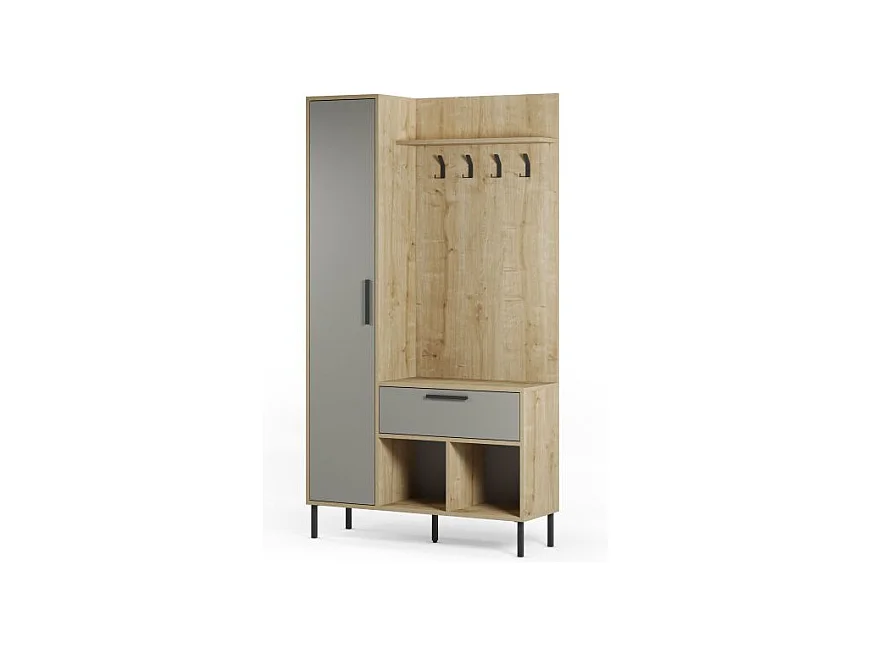 Mueble recibidor con perchero Vesta Roble Verde Gray