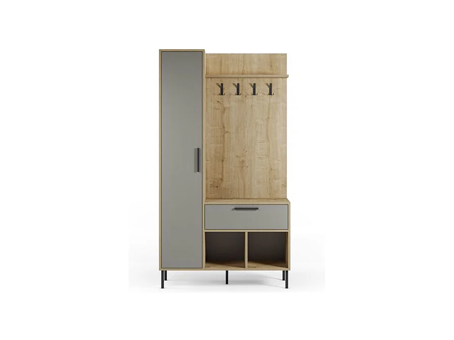 Mueble recibidor con perchero Vesta Roble Verde Gray
