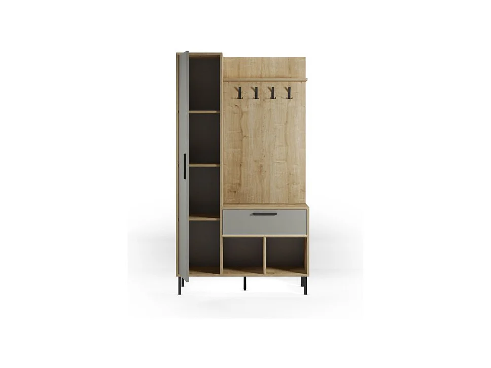 Mueble recibidor con perchero Vesta Roble Verde Gray
