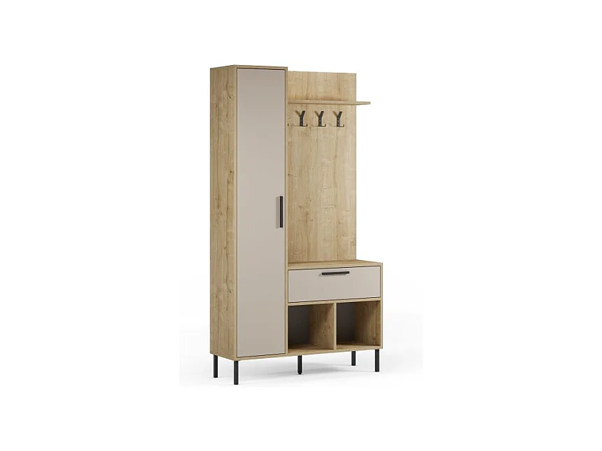 Mueble recibidor con perchero Vesta Roble Beige