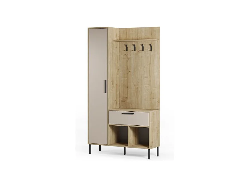 Mueble recibidor con perchero Vesta Roble Beige