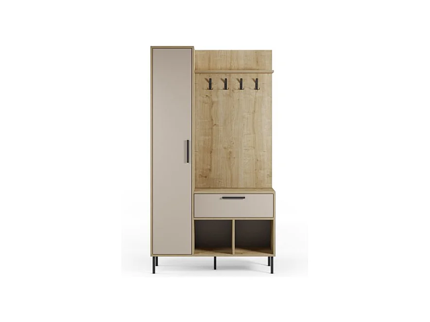 Mueble recibidor con perchero Vesta Roble Beige