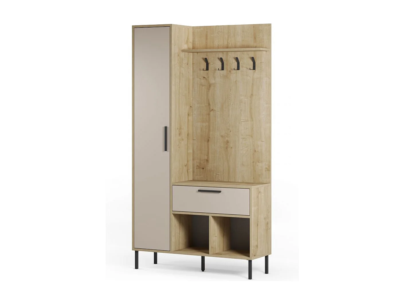 Mueble recibidor con perchero Vesta Roble Beige