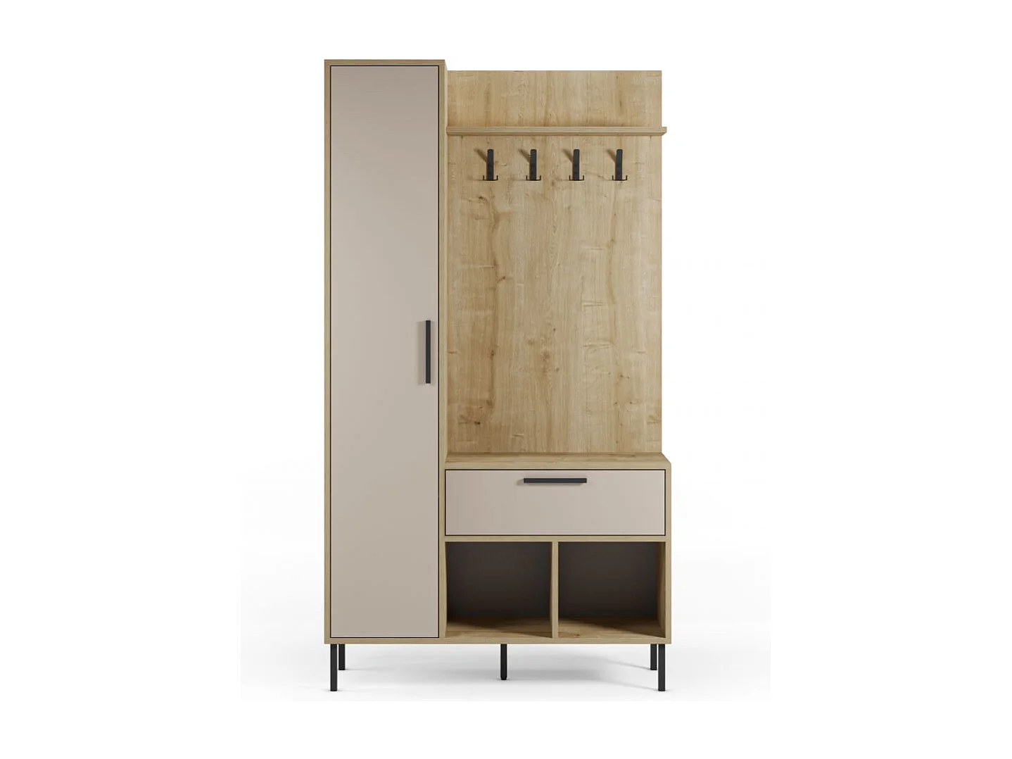 Mueble recibidor con perchero Vesta Roble Beige