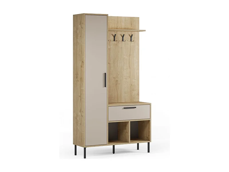 Mueble recibidor con perchero Vesta Roble Beige