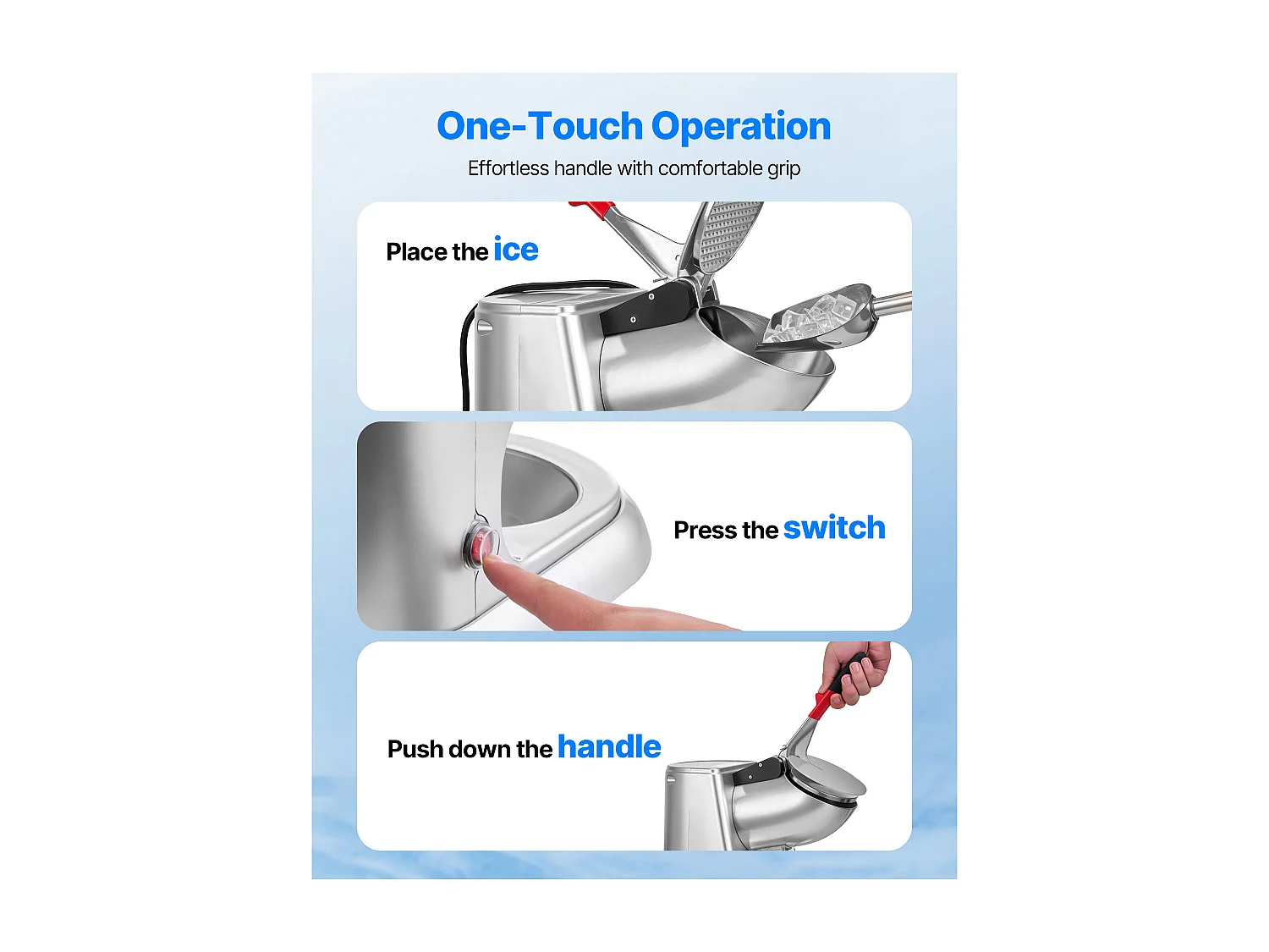 Broyeur à Glace SucceBuy Électrique Capacité de 100 kg/h, Machine à Glace Pilée à 4 Lames, en Acier Inoxydable, avec Bol et Couvercle, 2000 tr/min