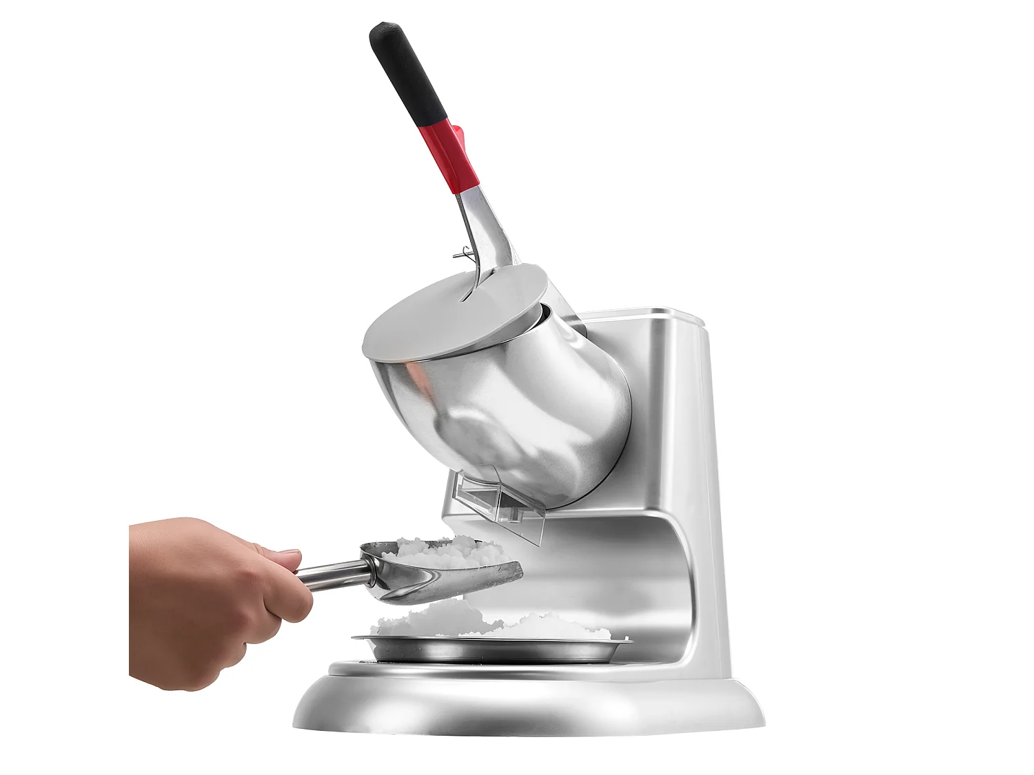 Broyeur à Glace SucceBuy Électrique Capacité de 100 kg/h, Machine à Glace Pilée à 4 Lames, en Acier Inoxydable, avec Bol et Couvercle, 2000 tr/min