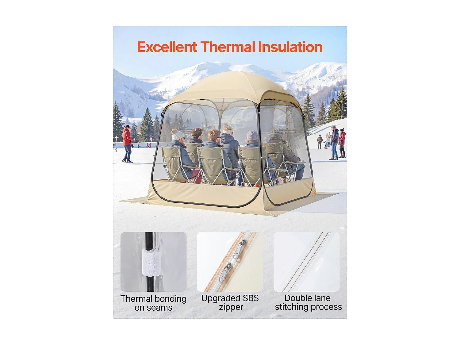 Tente de Sport Transparente SucceBuy 183 x 183 cm Tente à Bulle Pop Up pour 2-4 Personnes, Abri d'Extérieur Vue Dégagée, avec Tapis de Sol, Couverture Supérieure