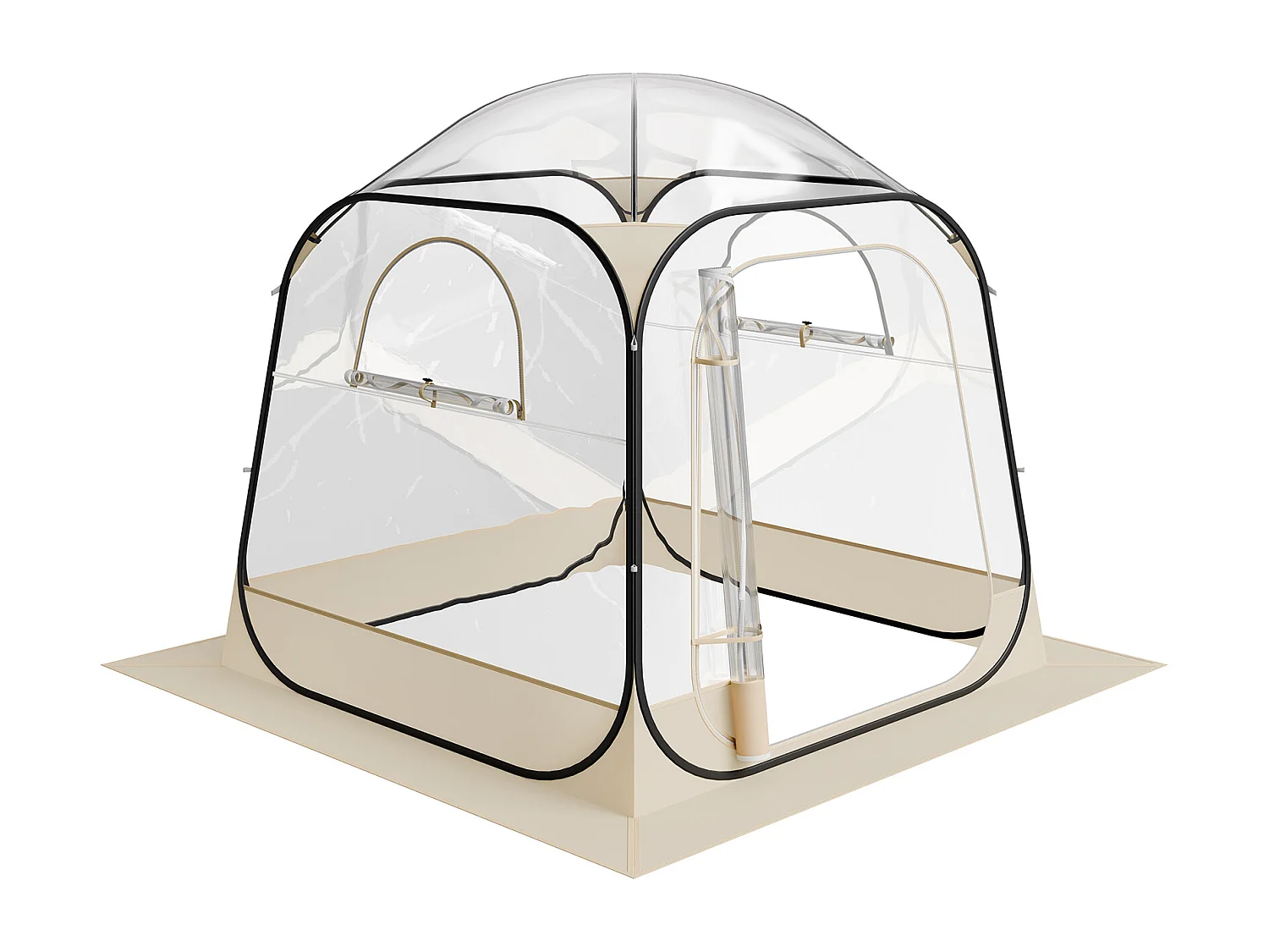 Tente de Sport Transparente SucceBuy 183 x 183 cm Tente à Bulle Pop Up pour 2-4 Personnes, Abri d'Extérieur Vue Dégagée, avec Tapis de Sol, Couverture Supérieure