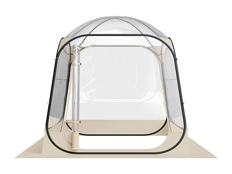 Tente de Sport Transparente SucceBuy 183 x 183 cm Tente à Bulle Pop Up pour 2-4 Personnes, Abri d'Extérieur Vue Dégagée, avec Tapis de Sol, Couverture Supérieure