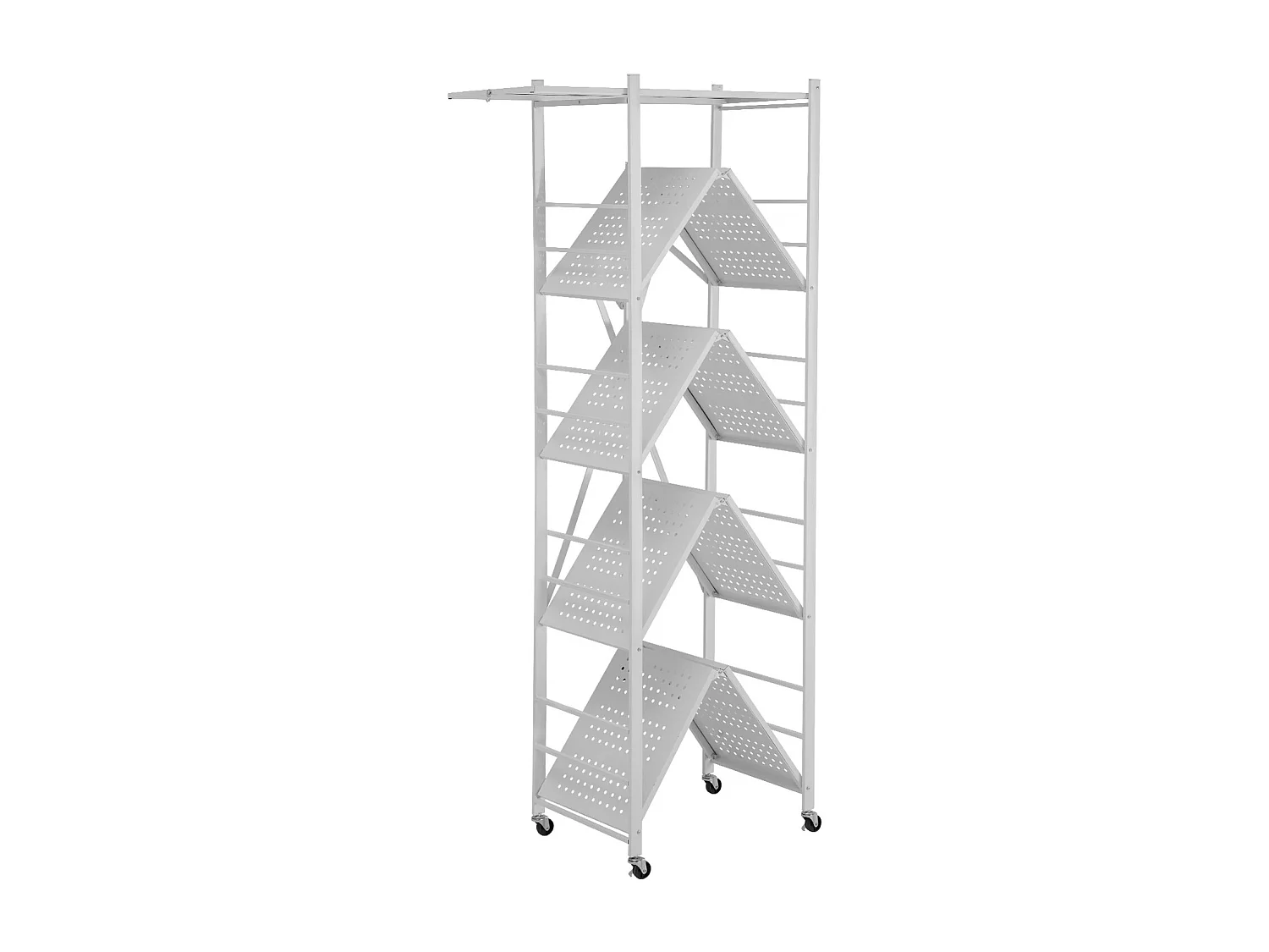 Étagère SucceBuy Pliante Mobile, 5 Niveaux, Étagère Pliante à Roulettes, 81x36x183 cm, Métal Robuste, Charge Statique 340 kg Dynamique 90,7 kg