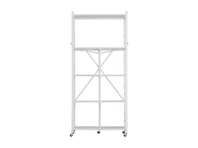 Étagère SucceBuy Pliante Mobile, 5 Niveaux, Étagère Pliante à Roulettes, 81x36x183 cm, Métal Robuste, Charge Statique 340 kg Dynamique 90,7 kg