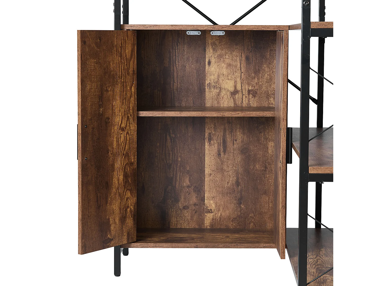 Étagère d'Angle SucceBuy Bibliothèque d'Angle à 6 Niveaux avec Portes de Rangement, Grand Organiseur en L avec Cadre en Métal et Étagères Réglables