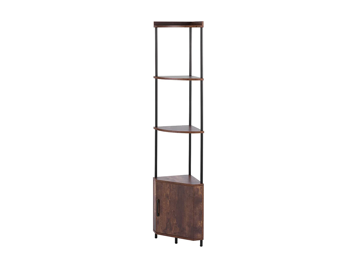 Étagère d'Angle SucceBuy Étagère d'Angle à 5 Niveaux avec Éclairage LED et Portes, Bibliothèque Compacte avec Structure en Métal et Étagères en Bois