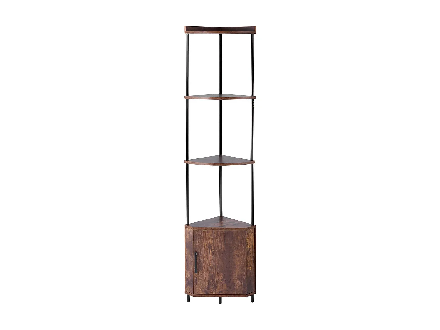 Étagère d'Angle SucceBuy Étagère d'Angle à 5 Niveaux avec Éclairage LED et Portes, Bibliothèque Compacte avec Structure en Métal et Étagères en Bois