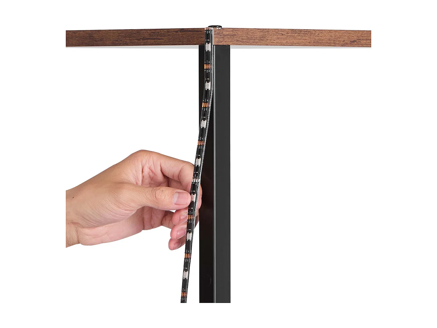 Étagère d'Angle SucceBuy Étagère d'Angle à 5 Niveaux avec Éclairage LED, Hauteur 1625 mm, Bibliothèque Pratique avec Cadre en Métal et Étagères en Bois