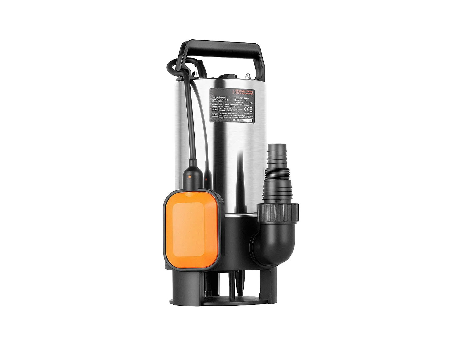 Dompelpomp voor Afvalwater SucceBuy 710 W Dompelpomp RVS, 20000 L/u met Zwevenschakelaar Automatisch, voor Zwembaden, Vijvers