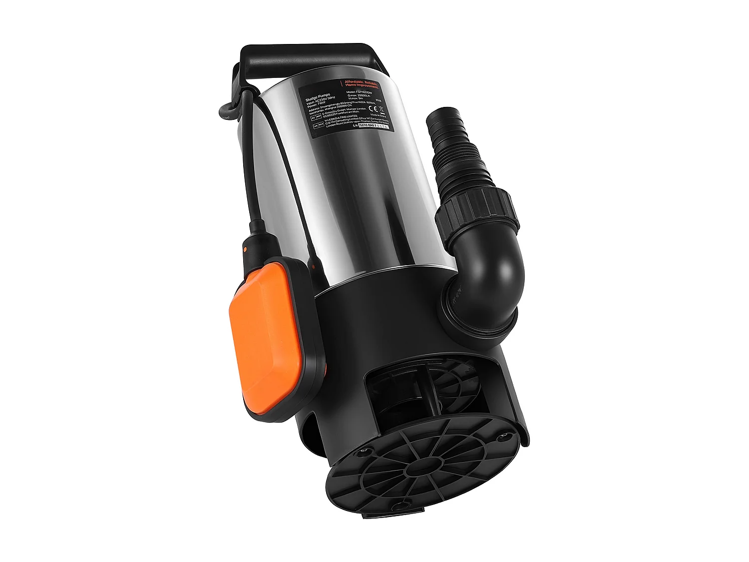 Pompe Submersible Eaux Usées SucceBuy 710 W Pompe Puisard Acier Inox, 20000 L/h avec Interrupteur Flotteur Automatique, pour Piscines, Étangs