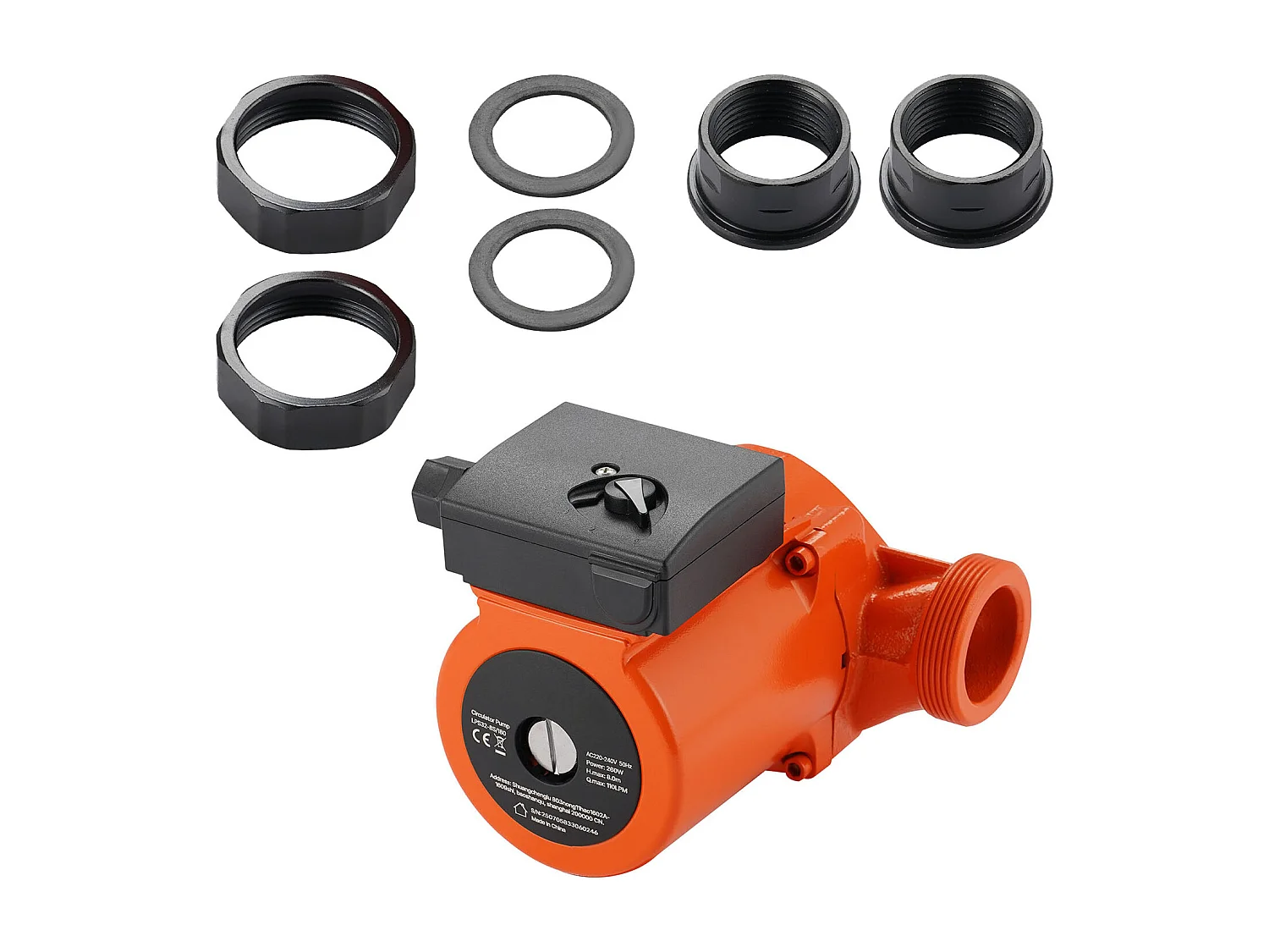 Pompe de Circulation SucceBuy d'Eau Chaude, Pompe de Chauffage à Haut Rendement 110 L/min, Raccord Fileté, Réglage à 3 Vitesses, Fonctionnement Silencieux