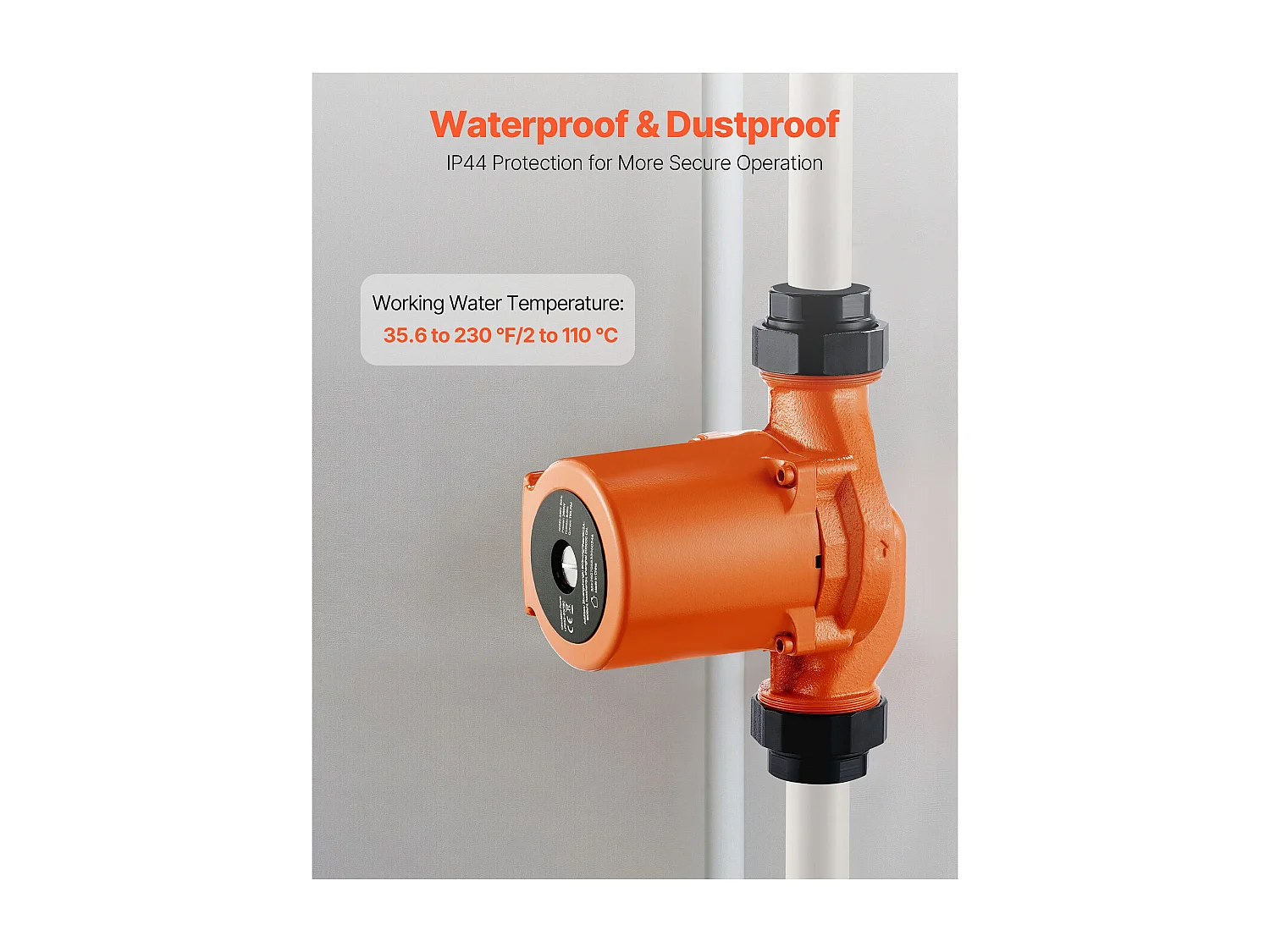 Pompe de Circulation SucceBuy d'Eau Chaude, Pompe de Chauffage à Haut Rendement 110 L/min, Raccord Fileté, Réglage à 3 Vitesses, Fonctionnement Silencieux