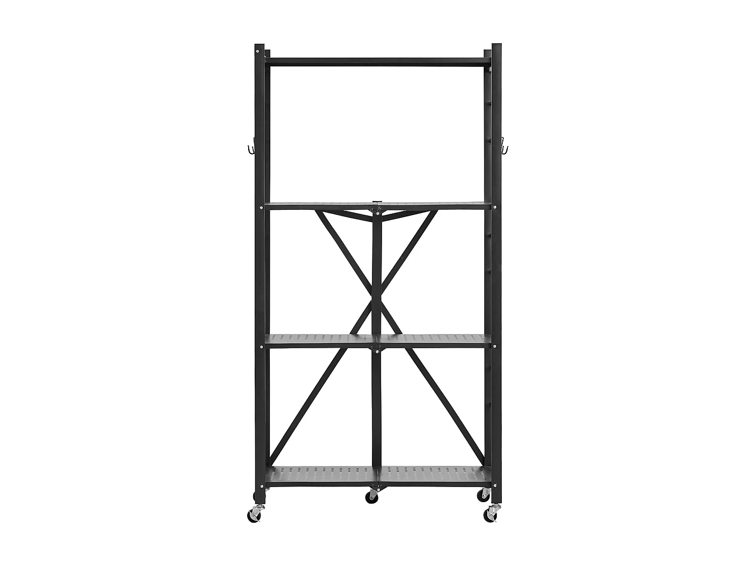 Półka Składana SucceBuy Mobilna, 4 Poziomy, Półka Składana na Kółkach, 71x33x137 cm, Wytrzymały Metal, Obciążenie Statyczne 340 kg Dynamiczne 90,7 kg